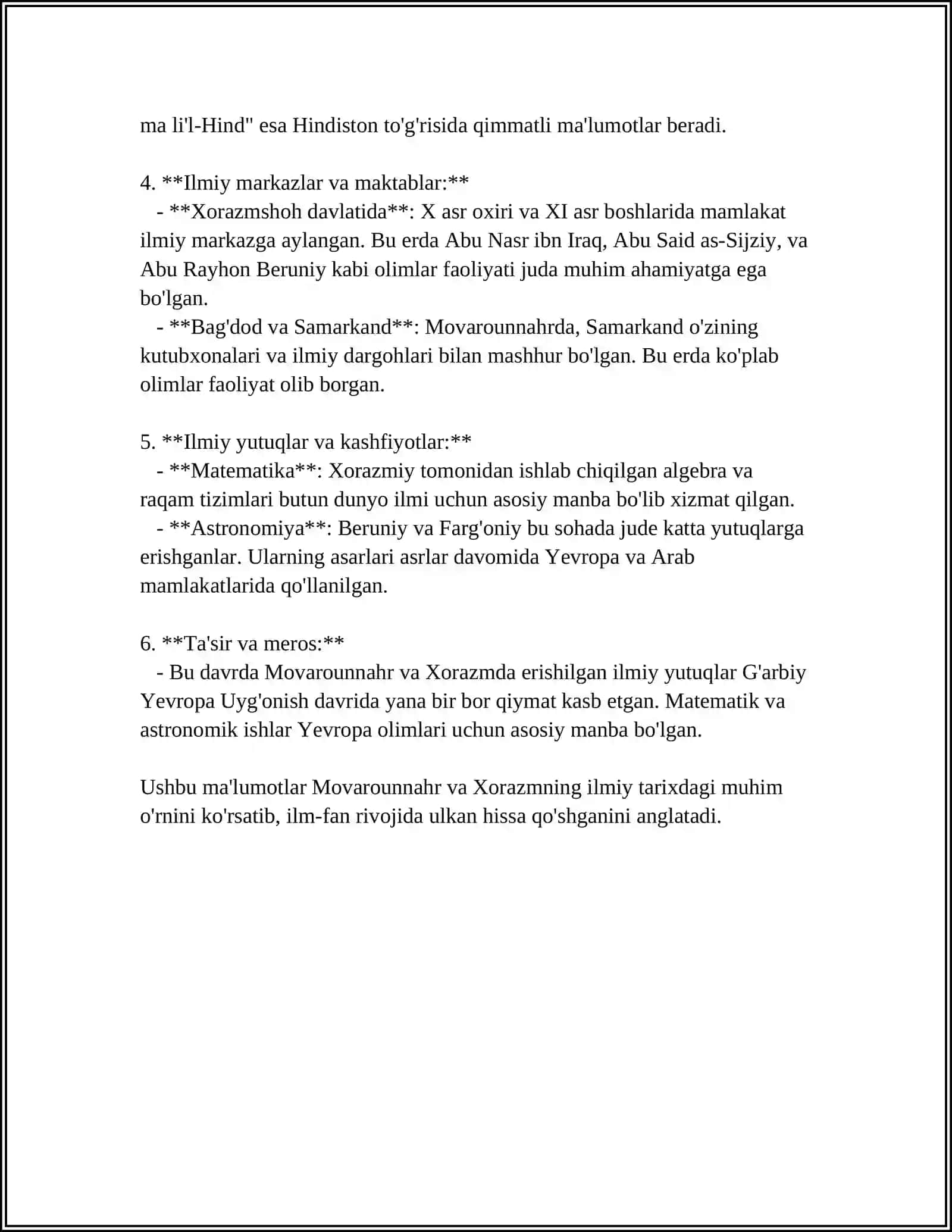 IX-XII ASRLARDA MAMLAKATIMIZ HUDUDIDA ROʻY BERGAN MADANIY UYGʻONISH (RENESSANS) 4