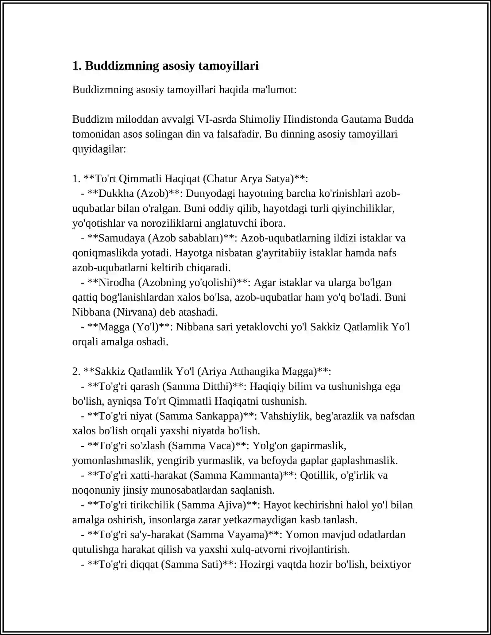 Buddizmning asosiy tamoyillari va ta'rmoqlari 4