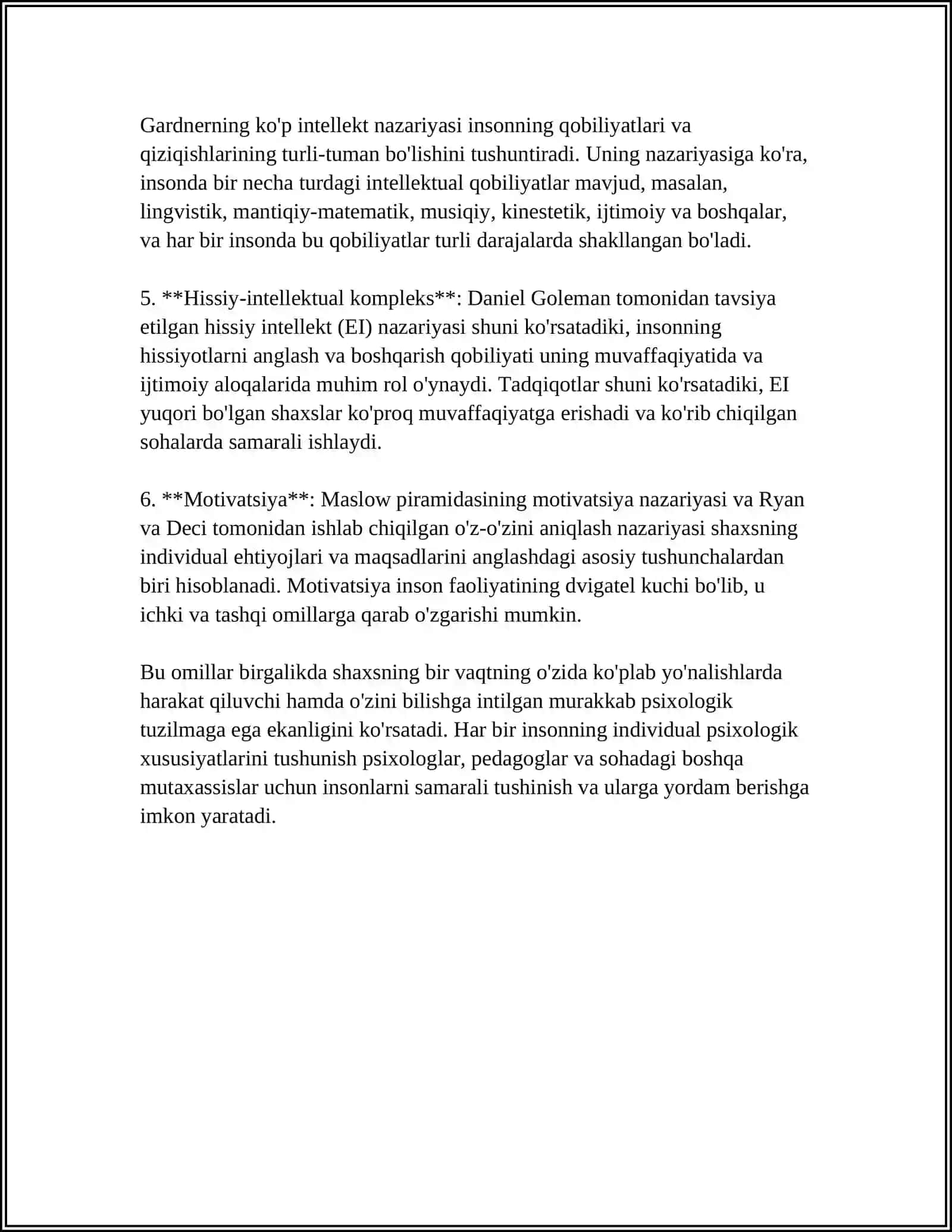 SHAXSNING INDIVIDUAL – PSIXOLOGIK XUSUSIYATLARI. IQTIDORLI TALABALARNI ANIQLASH VA RIVOJLANTIRISH MUAMMOLARI 4