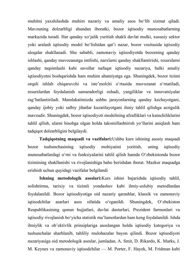 BOZOR UNING IQTISODIY MUNOSABATLARDAGI O’RNI VA AHAMIYATI 4