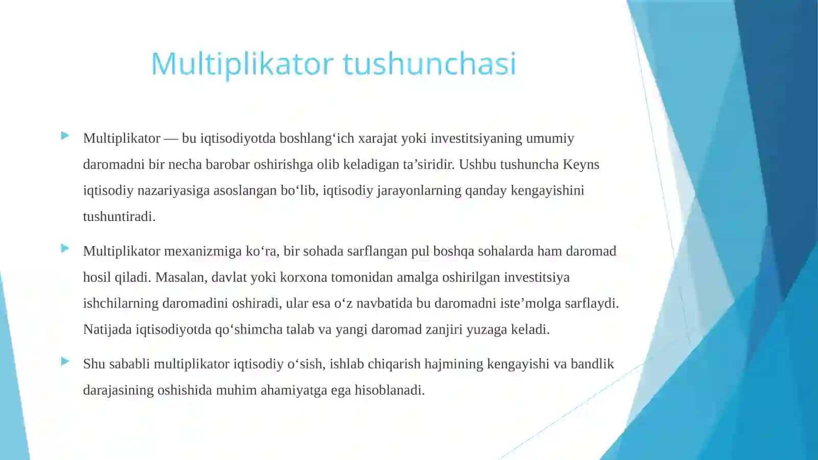 Multiplikatorvaakseleratorta’siriningiqtisodiyotdagio‘rni 4