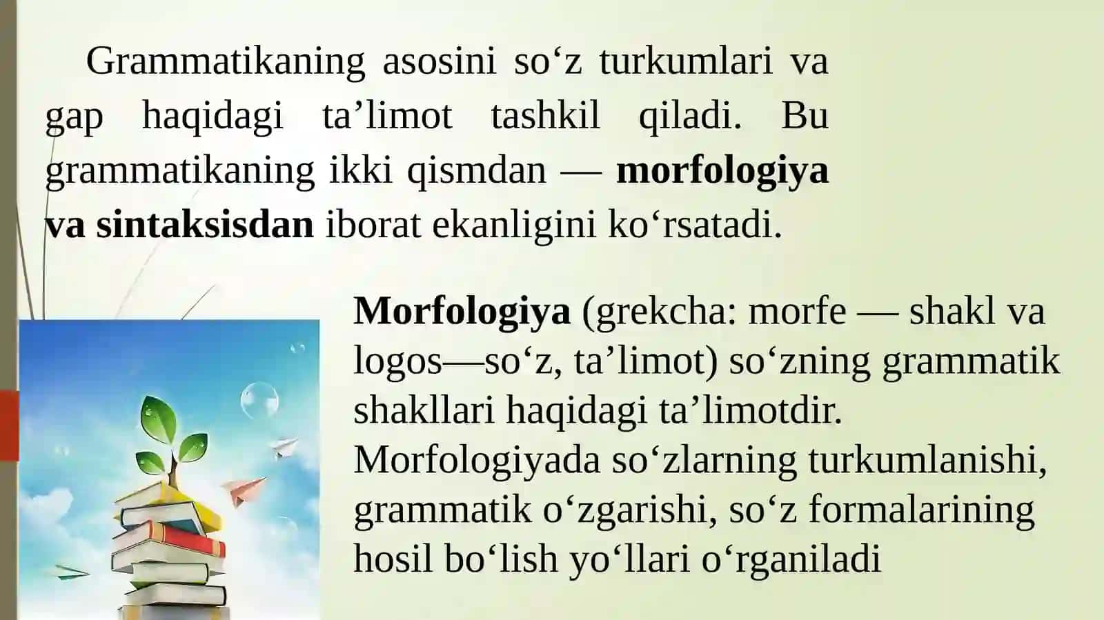 Grammatika, uning qismlari. Morfologiya haqida umumiy ma'lumot 4
