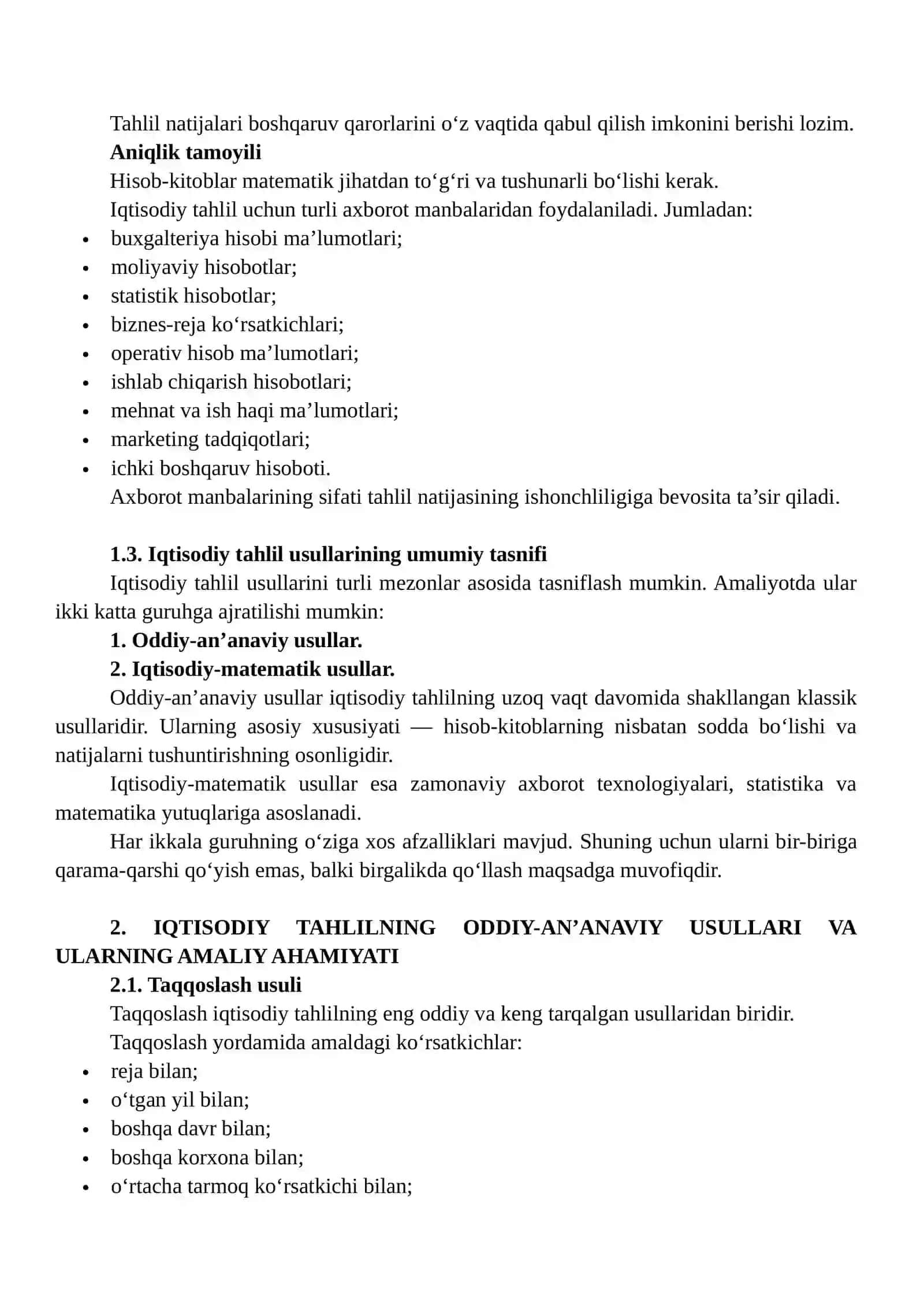 IQTISODIY TAHLILNING ODDIY-AN’ANAVIY HAMDA IQTISODIY-MATEMATIK USULLARI: MUAMMOLARNI KENG TAHLIL QILISH VA XULOSALAR BERISH 4