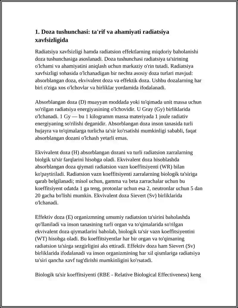 RADIATSION EFFEKTLARNING MIQDORIY BAHOSI VA DOZA TUSHUNCHASI 4
