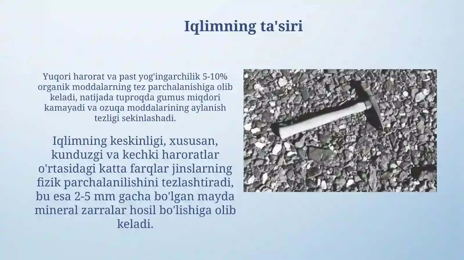 Cho'l zonasining tuproq morfologiyasiga ta'sir etuvchi omillar 4