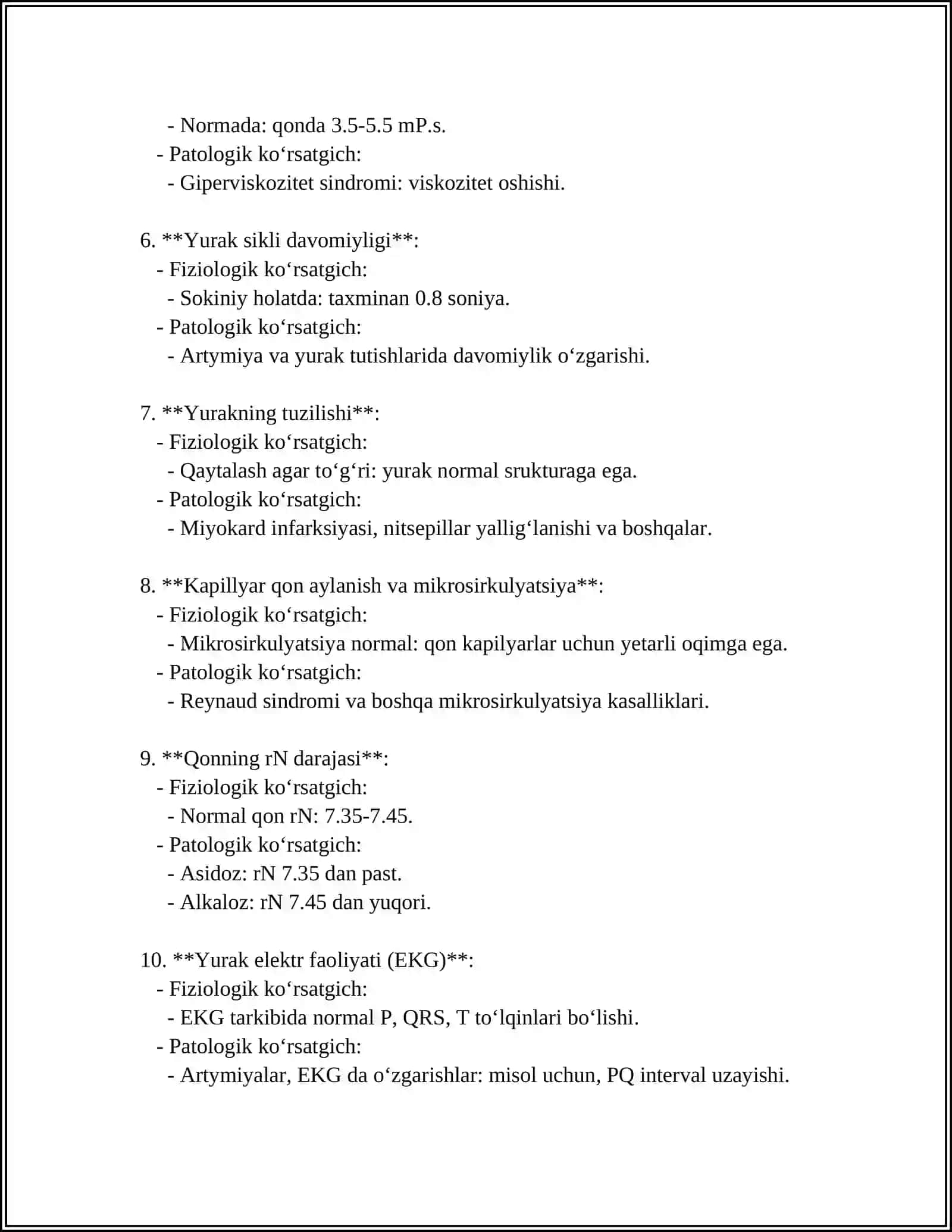 SISTEMASI ASOSIDA PATALOGIK VA FIZIOLOGIK KÕRSATGICHLAR 4