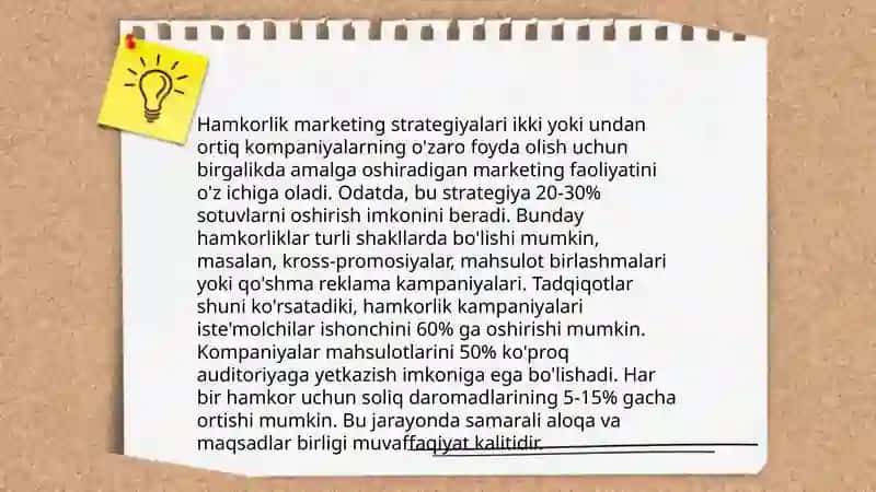 Hamkorlik marketing strategiyalari 4