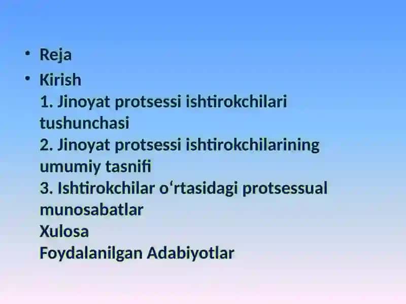 Jinoyat protsessi ishtirokchilarining tushunchasi va tasnifi 4