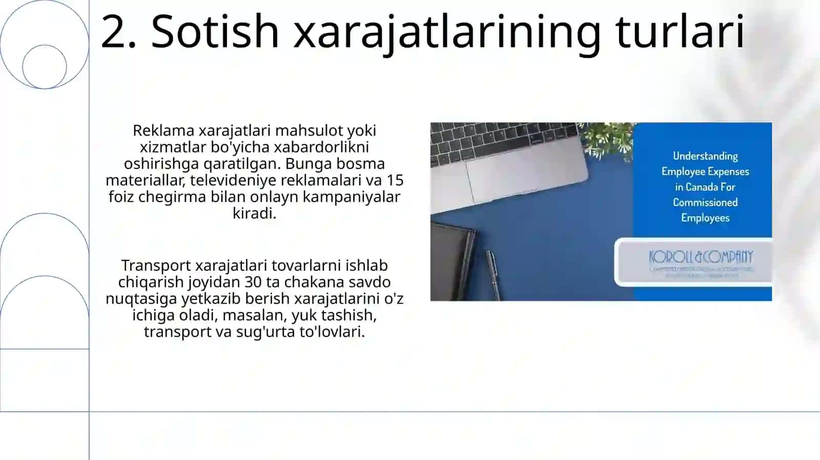 Sotish bilan bog'liq xarajatlar hisobi 4