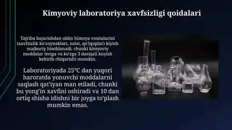 Kimyoviy laboratoriya xavfsizligi qoidalari 4