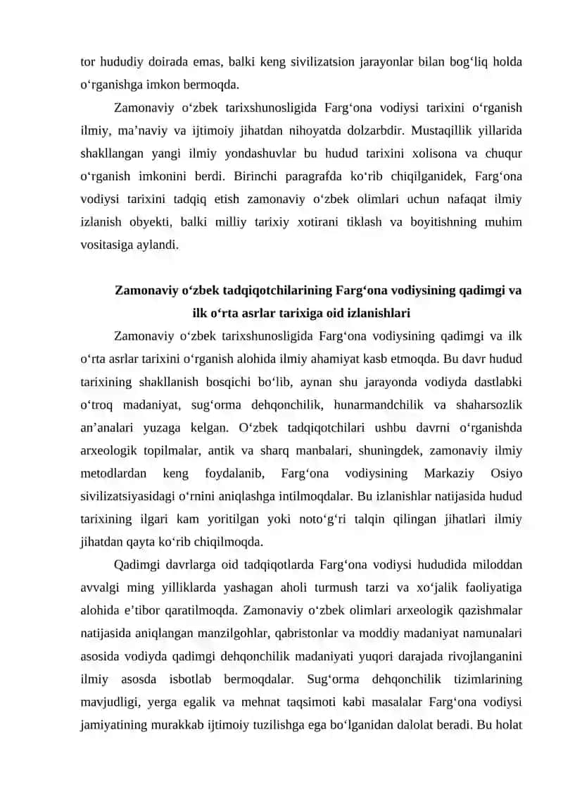 Zamonaviy o‘zbek tadqiqotchilarining Farg‘ona vodiysi tarixi haqidagi izlanishlari 4