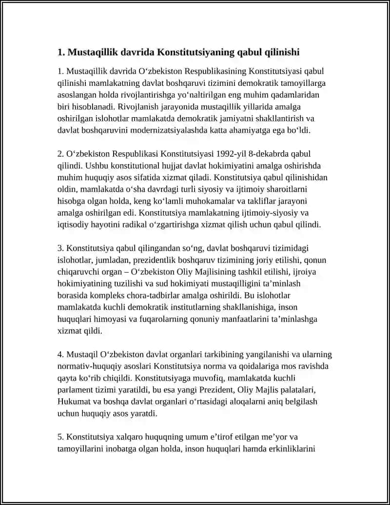 MUSTAQILLIK YILLARIDA DAVLAT BOSHQARUVI TIZIMIDA AMALGA OSHIRILGAN ISLOHOTLAR MAVZUSIDA KROSSVORD TAYYORLASH 4
