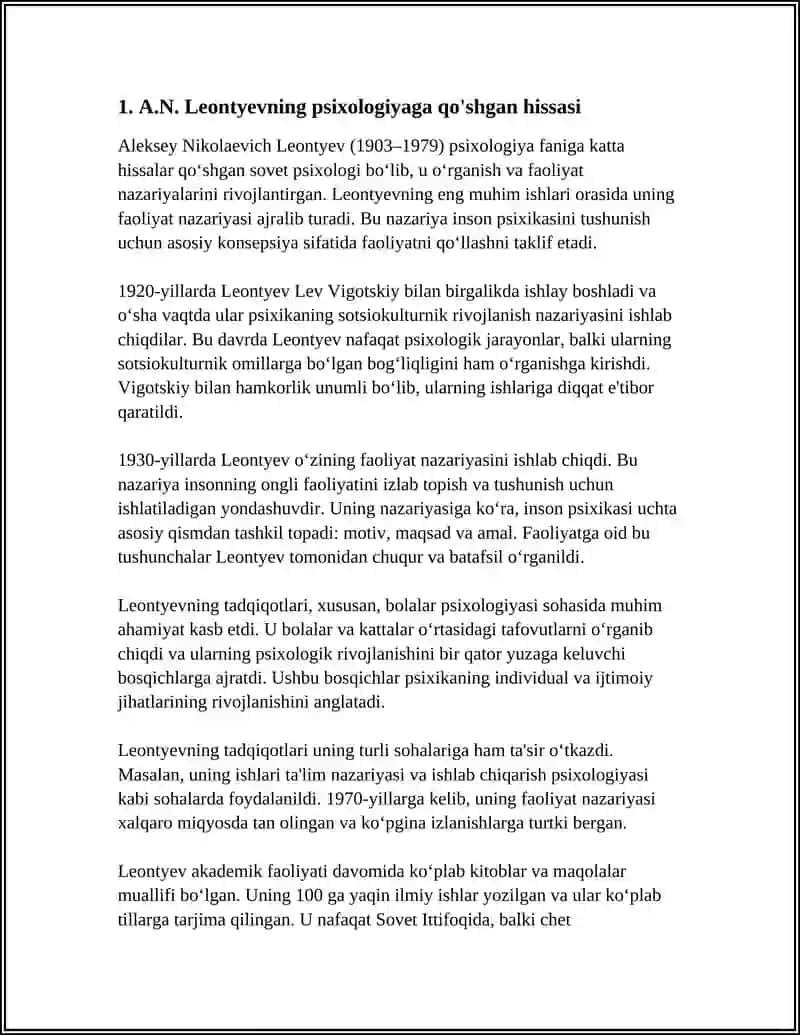 A.N.LEONTEVNING KONSEPSIYASIDA EHTIYOJLAR VA MOTIVLAR 4
