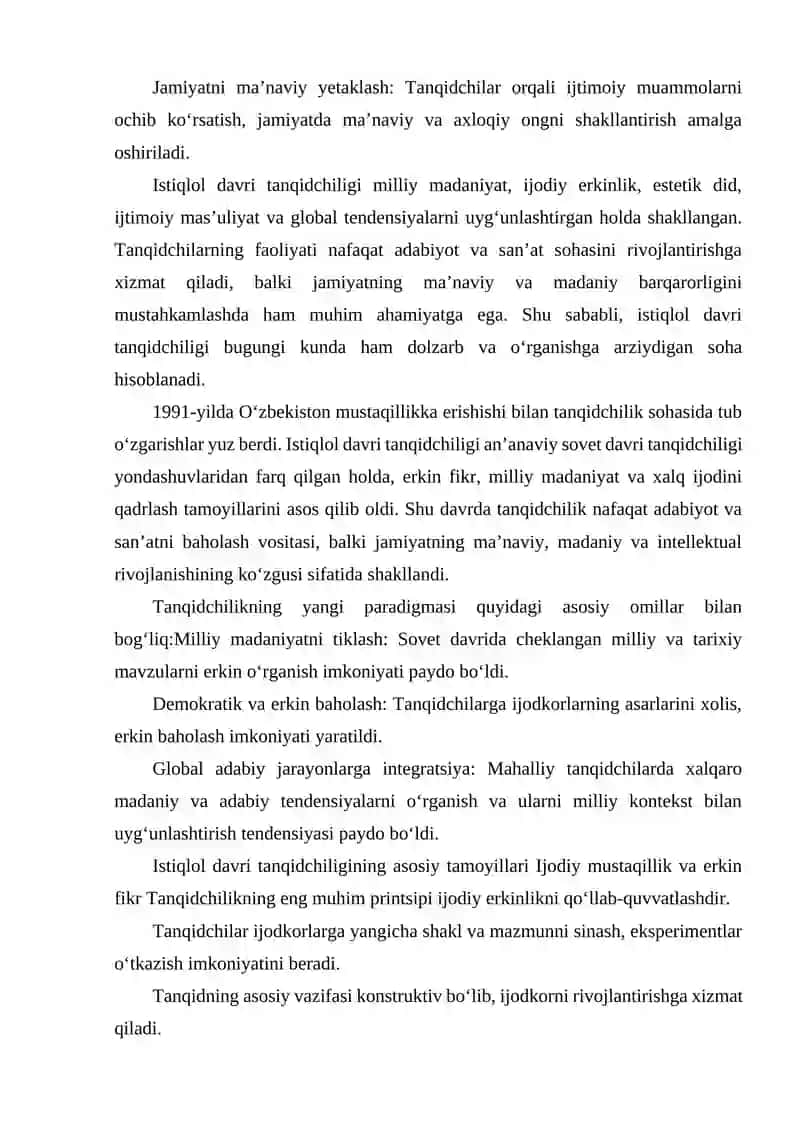 ISTIQLOL DAVRI TANQIDCHILIGINING ASOSIY TAMOYILLARI 4