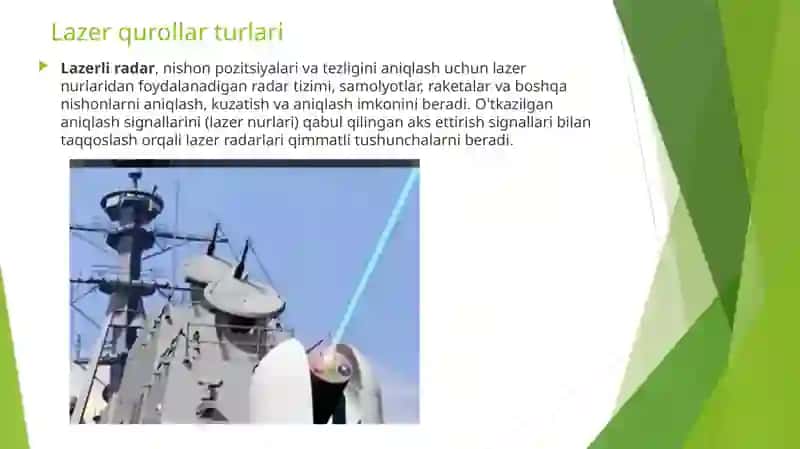 Lazerlarning harbiy sohada qo’llanishi 4