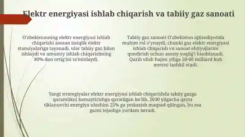 Oʻzbekistonda energetikaning oʻrni 4