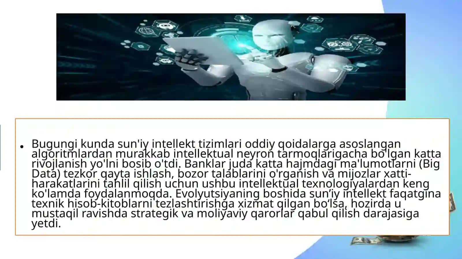 Sun’iy intellektning bank va moliya xizmatlarida qo’llanilishi 4