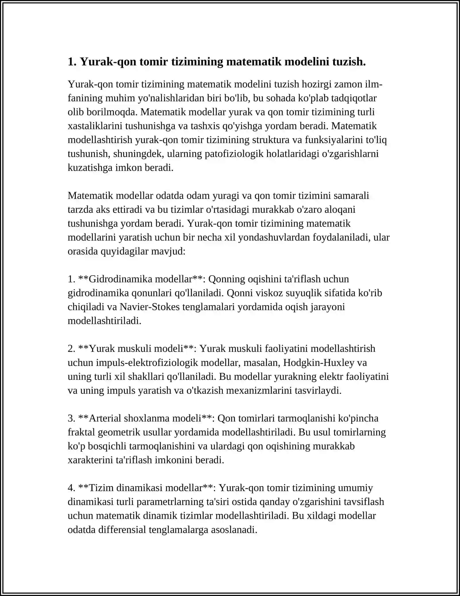TIBBIY-BIOLOGIK MAZMUNDAGI DIFFERENSIAL TENGLAMALARNI TUZISH VA YECHISH 4