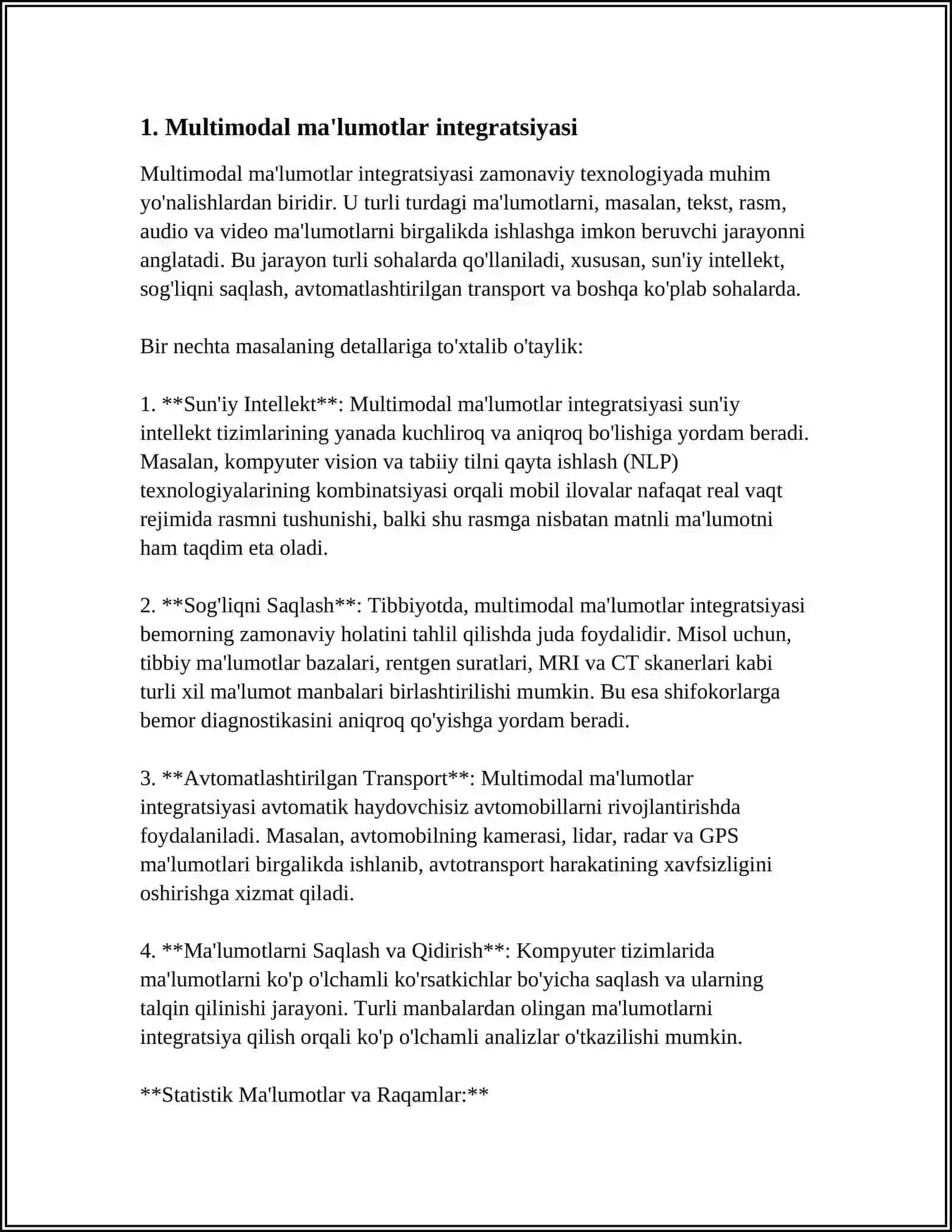 QAROR QABUL QILISH TIZIMLARI-MULTIMODAL MA'LUMOTLARNI TAHLIL QILISH VA ISHLOV BERISH USULLARI 4