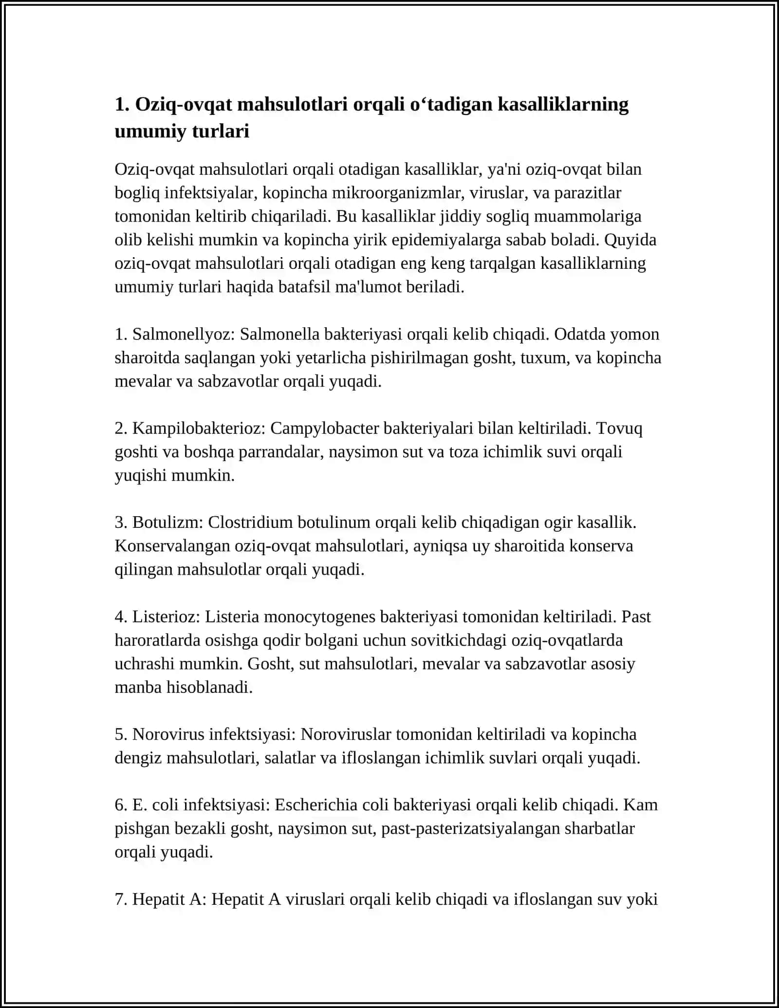 OZIQ-OVQAT MAHSULOTLARIDAN O'TADIGAN KASALLIKLAR 4