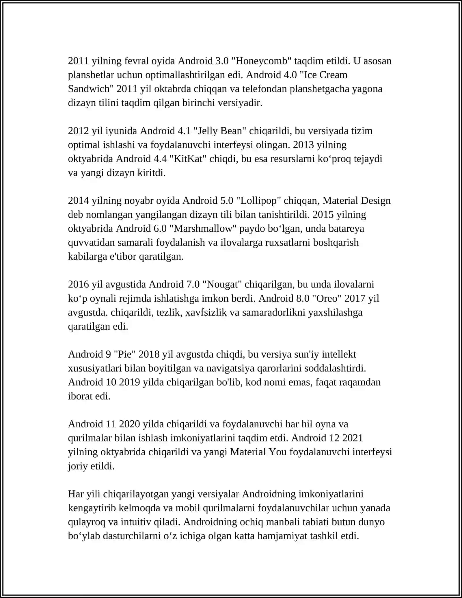 ANDROID MOBIL OPERTSION TIZIMI. MAVZUSI BO’YICHA TAQDIMOT TAYYORLASH 4