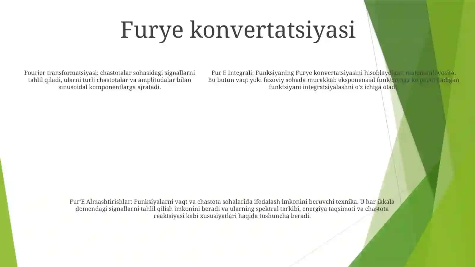 Furye Integrali. Fur’E Almashtirishlar 4