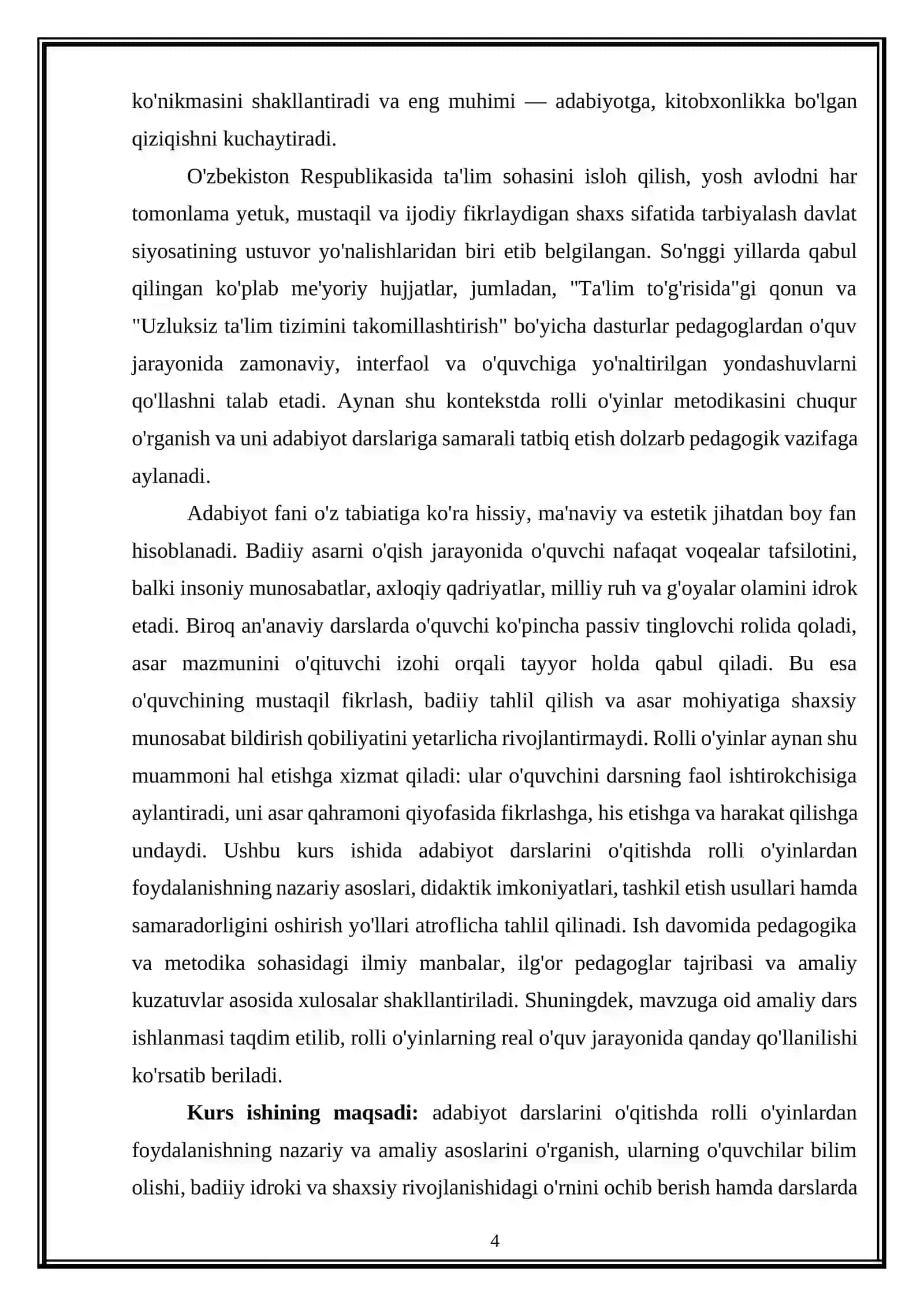 Adabiyot darslarini o‘qitishda rolli o‘yinlardan foydalanish 4