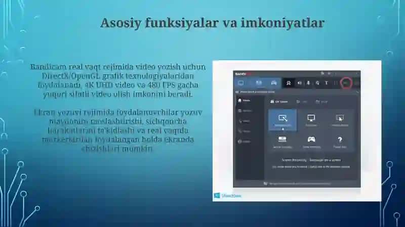 Bandicam dasturi va uning imkoniyatlari 4