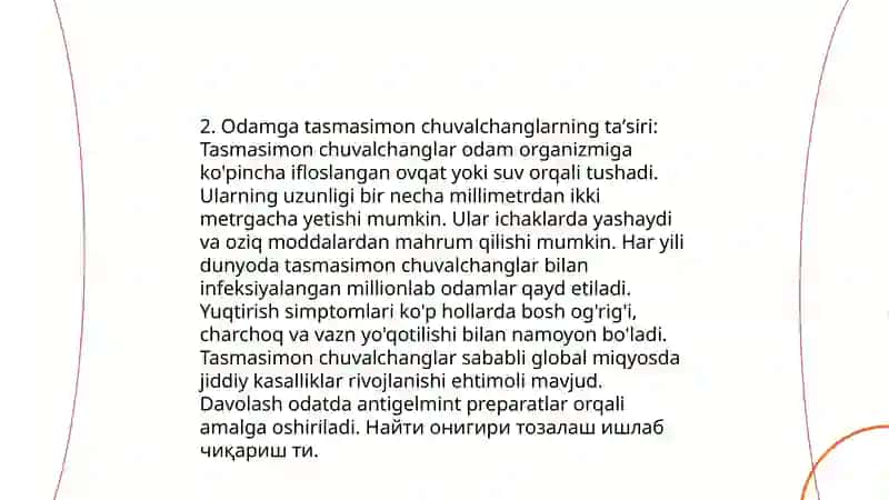 Tasmasimon chuvalchanglar odam parazitlari choʻchqa, qoramol soliteri, pakana gijja, serbar lentasimon chuvalchang, exinakok 4