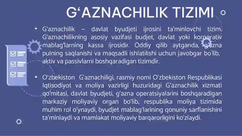 O‘zbekiston Respublikasi G‘aznachiligi va uning davlat budjeti mablag`larini boshqarishdagi ahamiyati 4