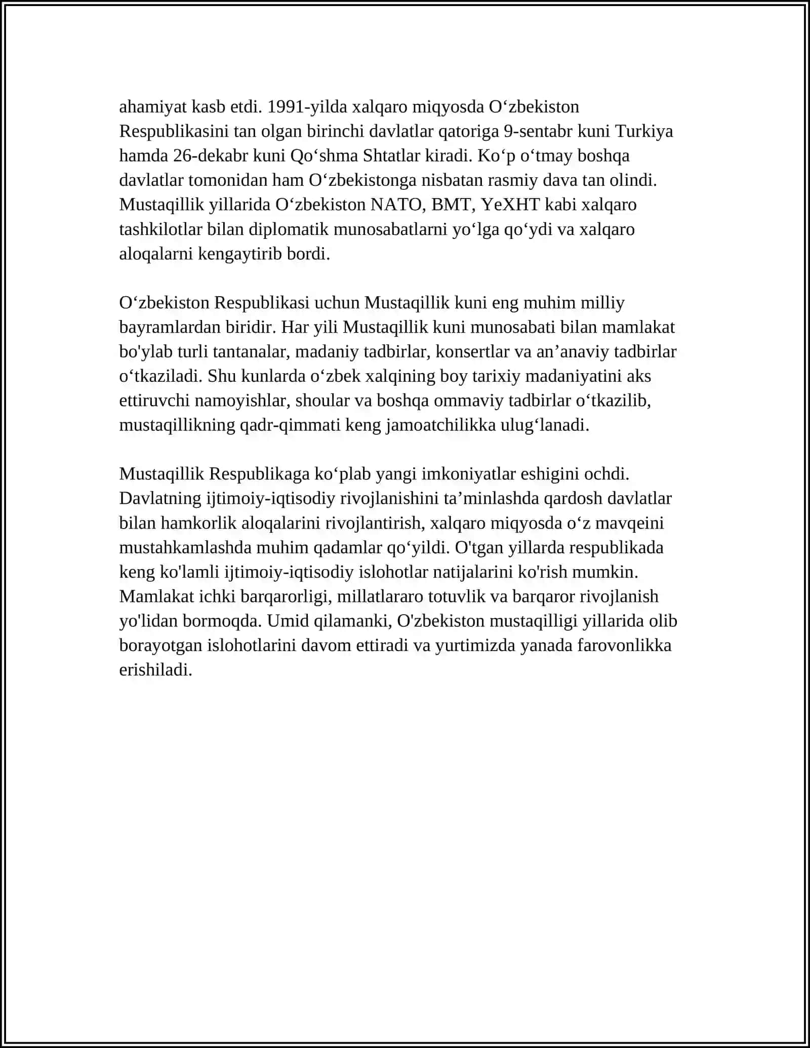 MUSTAQILLIK KUNI 4