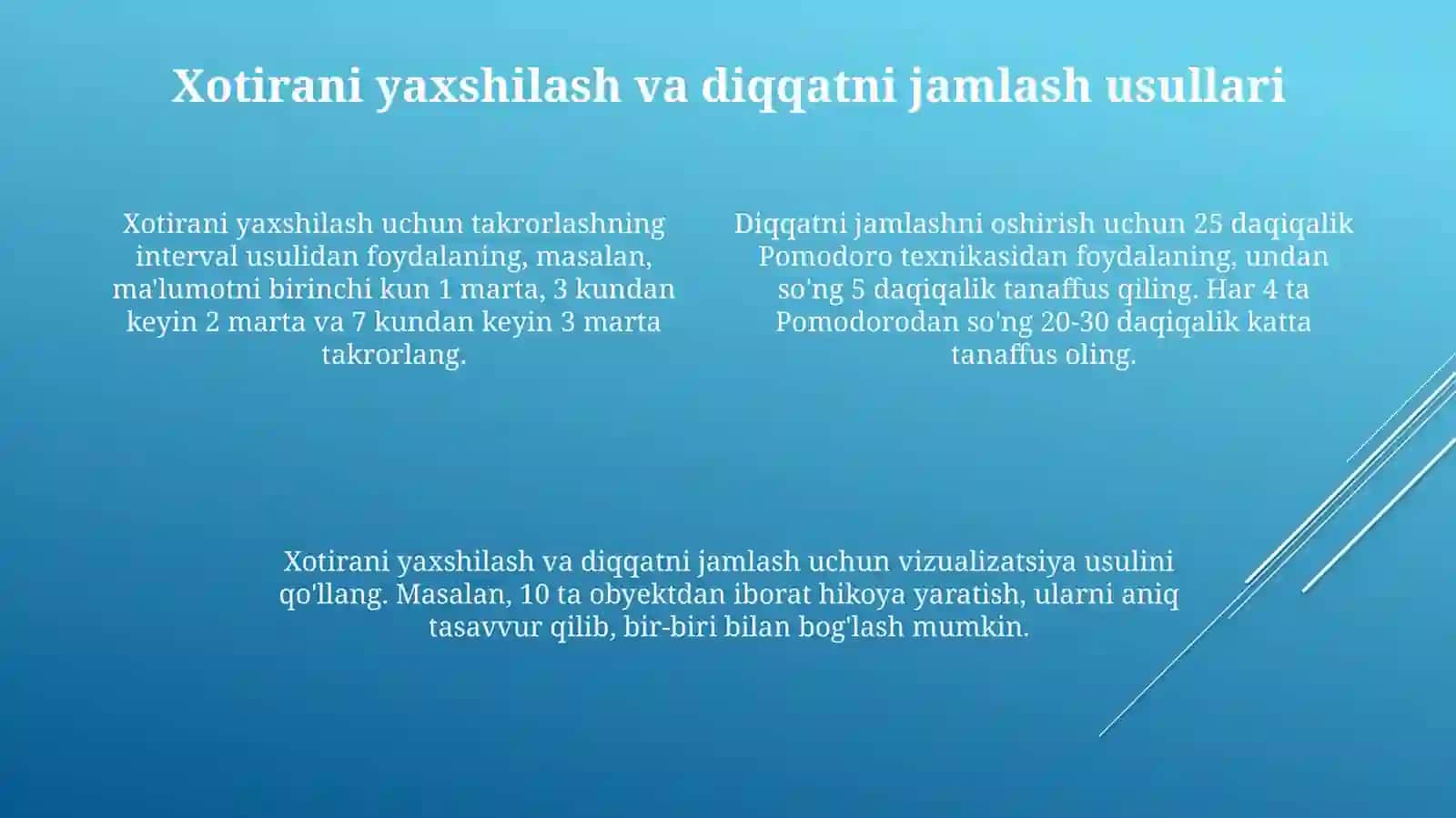Xotiraning yetakchi turini aniqlash diqqat barqarorligini aniqlash 4