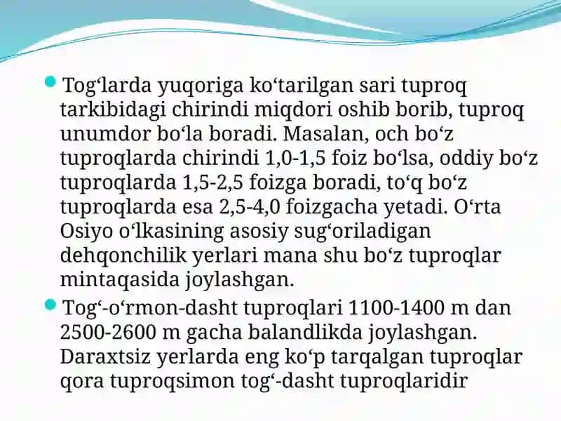 TOG' VA DUNYO TUPROQLARI 4