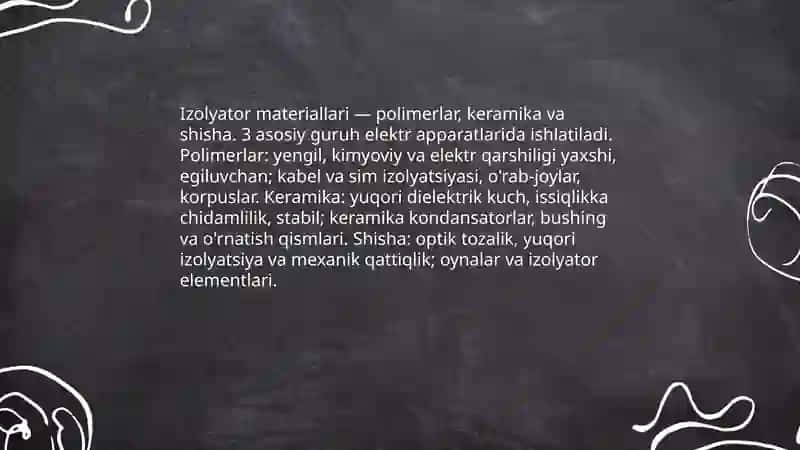 Elektr apparatlarida ishlatiladigan materiallar 4