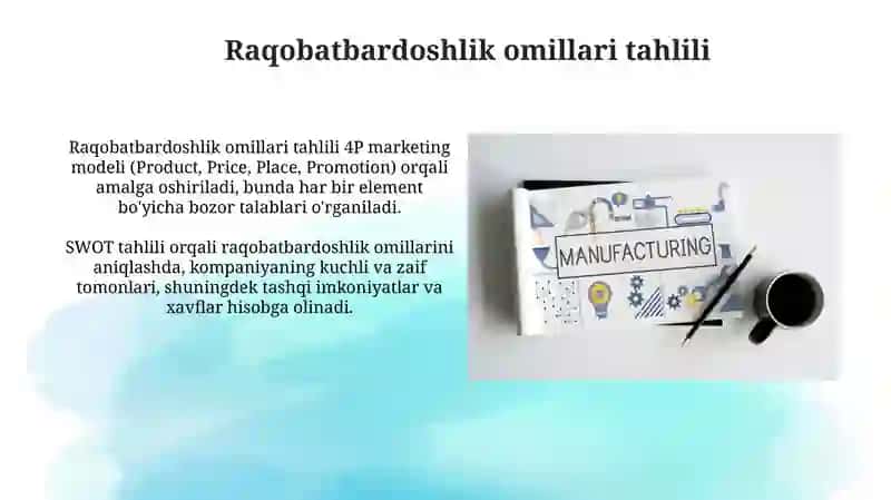 Mahsulotlar ishlab chiqarish raqobatbardoshligini oshirish 4