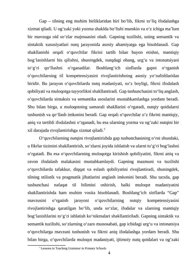 Boshlang‘ich sinflarda “Gap” mavzusini o‘rgatish metodikasi 4