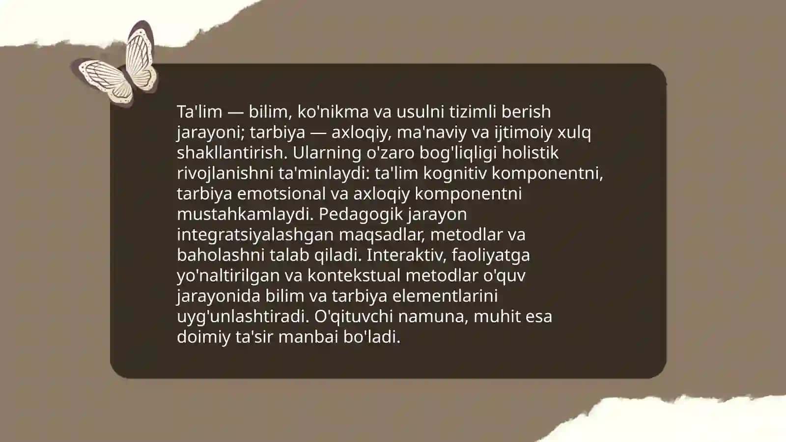 Umumiy pedagogika -talim tarbiya teoriyasi uning ilmiy interativ metodlari 4
