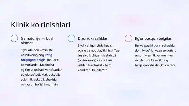 Siydik pufagi o'smalari: klinikasi va diagnostikasi 4