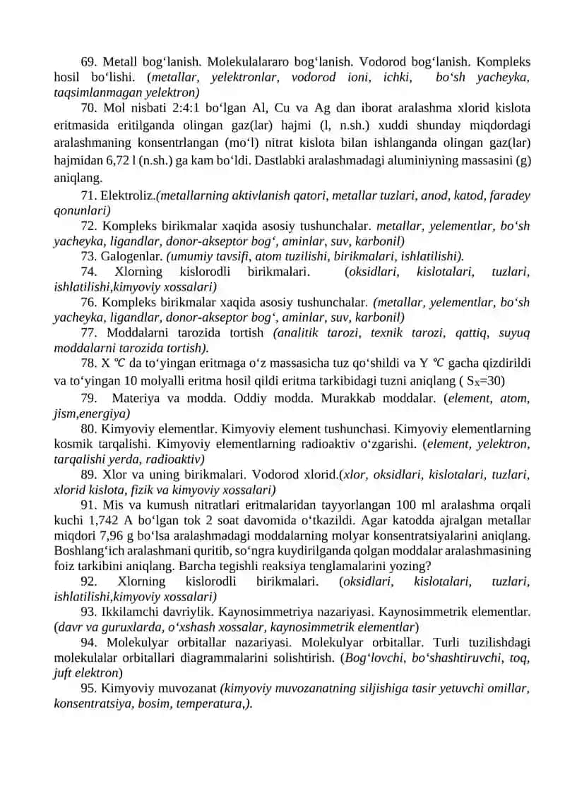 Noorganik kimyo fanidan yakuniy nazorat savollari 4