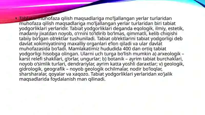 Alohida muhofaza etiladigan hududlar yerlarning huquqiy holati 4