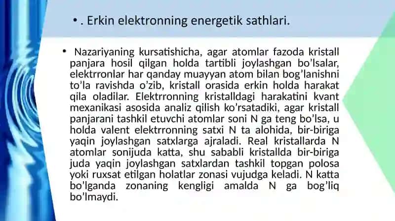 Mustaqilish Mavzusi: Kristallarning sohaviy nazariyasi 4