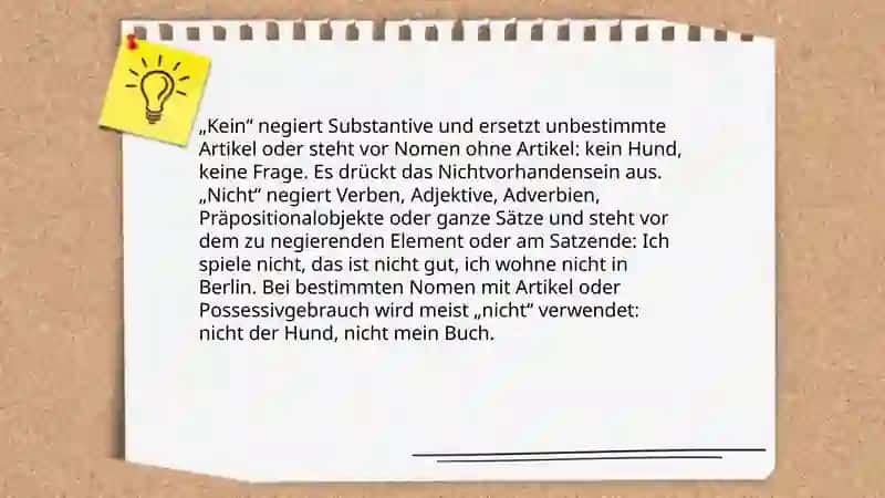 Negation und Satzbau Eine Presentation zum Thema vorbereiten 4
