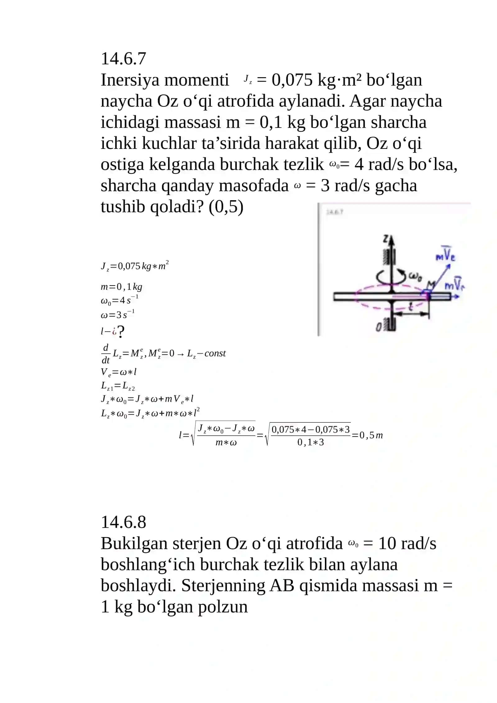 Massasi m = 1 kg bo‘lgan moddiy nuqta 4
