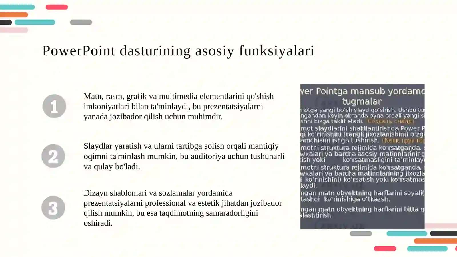 PowerPoint dasturiy ta’minoti va uning imkoniyatlari 4