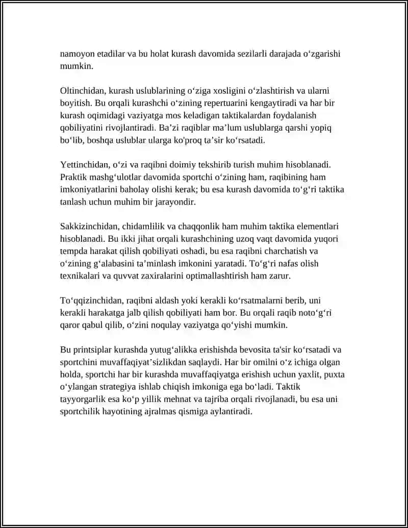 BELBOGʻLI KURASHCHILARNING TAKTIK TAYYORGARLIGI 4