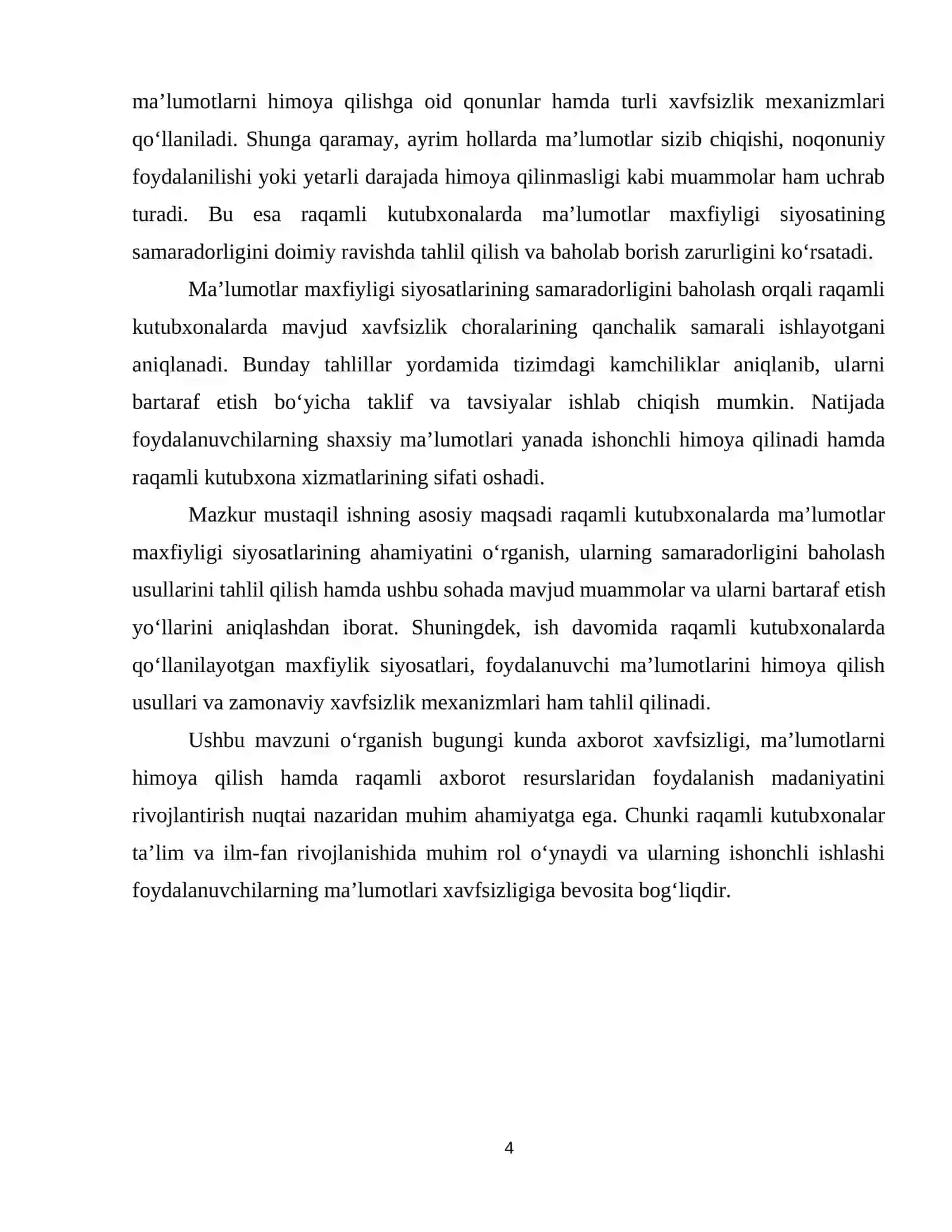 Raqamli kutubxonalarda ma'lumotlar maxfiyligi siyosatlarining samaradorligini baholash 4