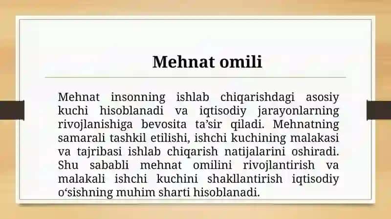 Ishlab chiqarish va uning omillari. Mehnat unumdorligi iqtisodiy o‘sish omili sifatida 4
