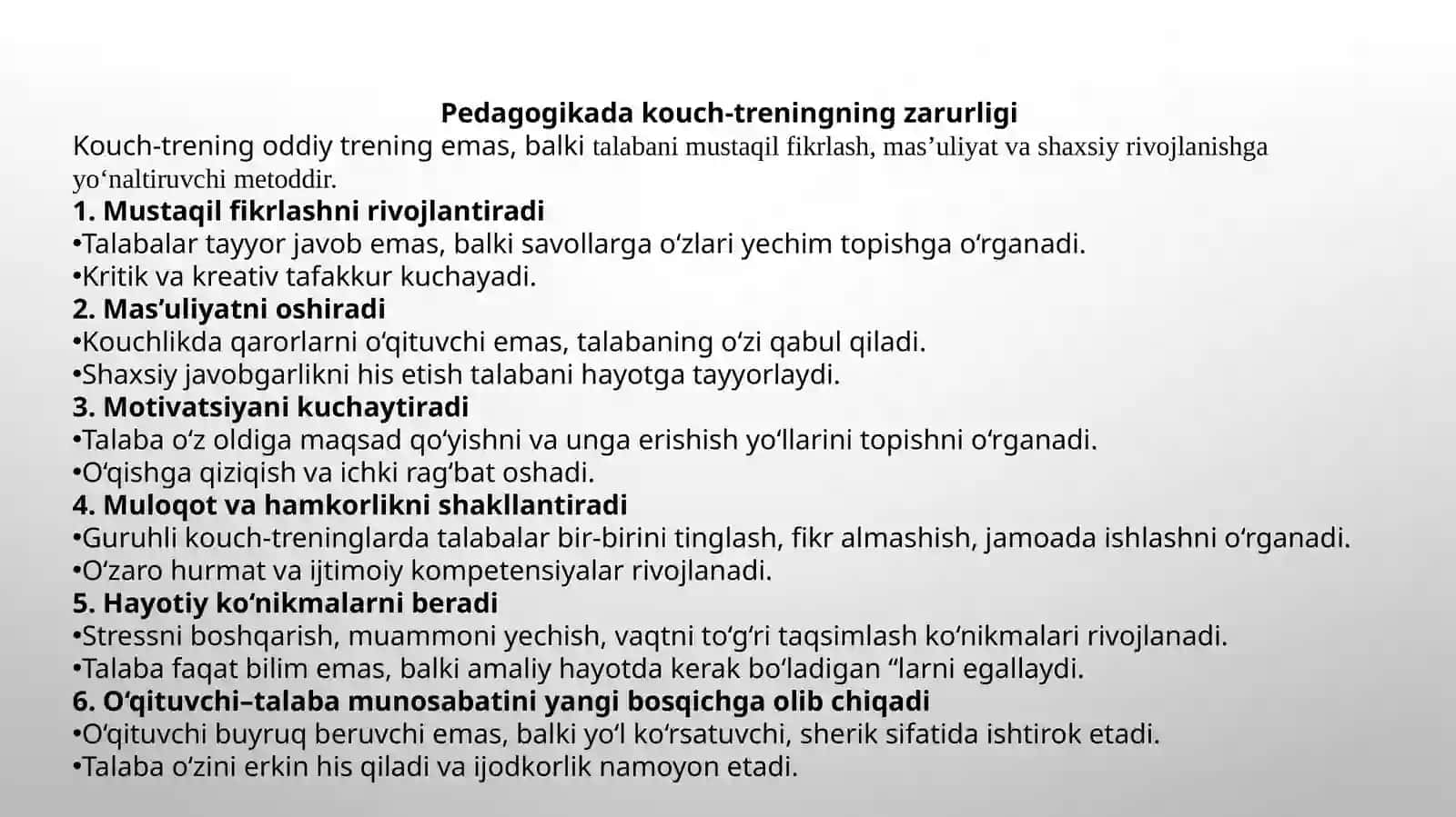 Ma’ruza: Tarbiyadakouch-treningfaniningmetodologiyasi 4