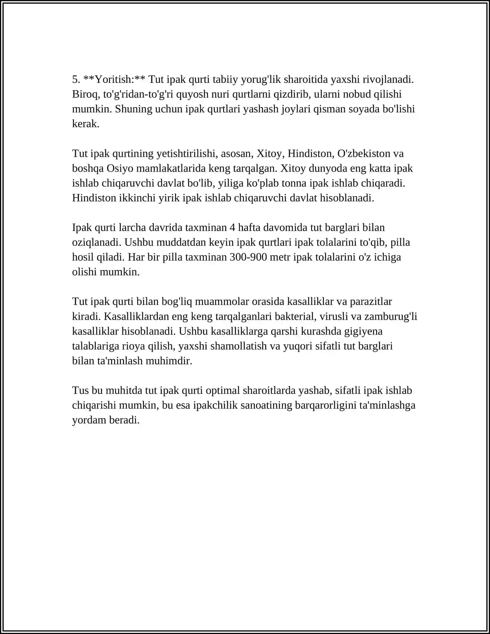 TUT IPAK QURTINI KASALLIKLARI ZARARKUNANDALARI VA ULARGA QARSHI KURASH 4