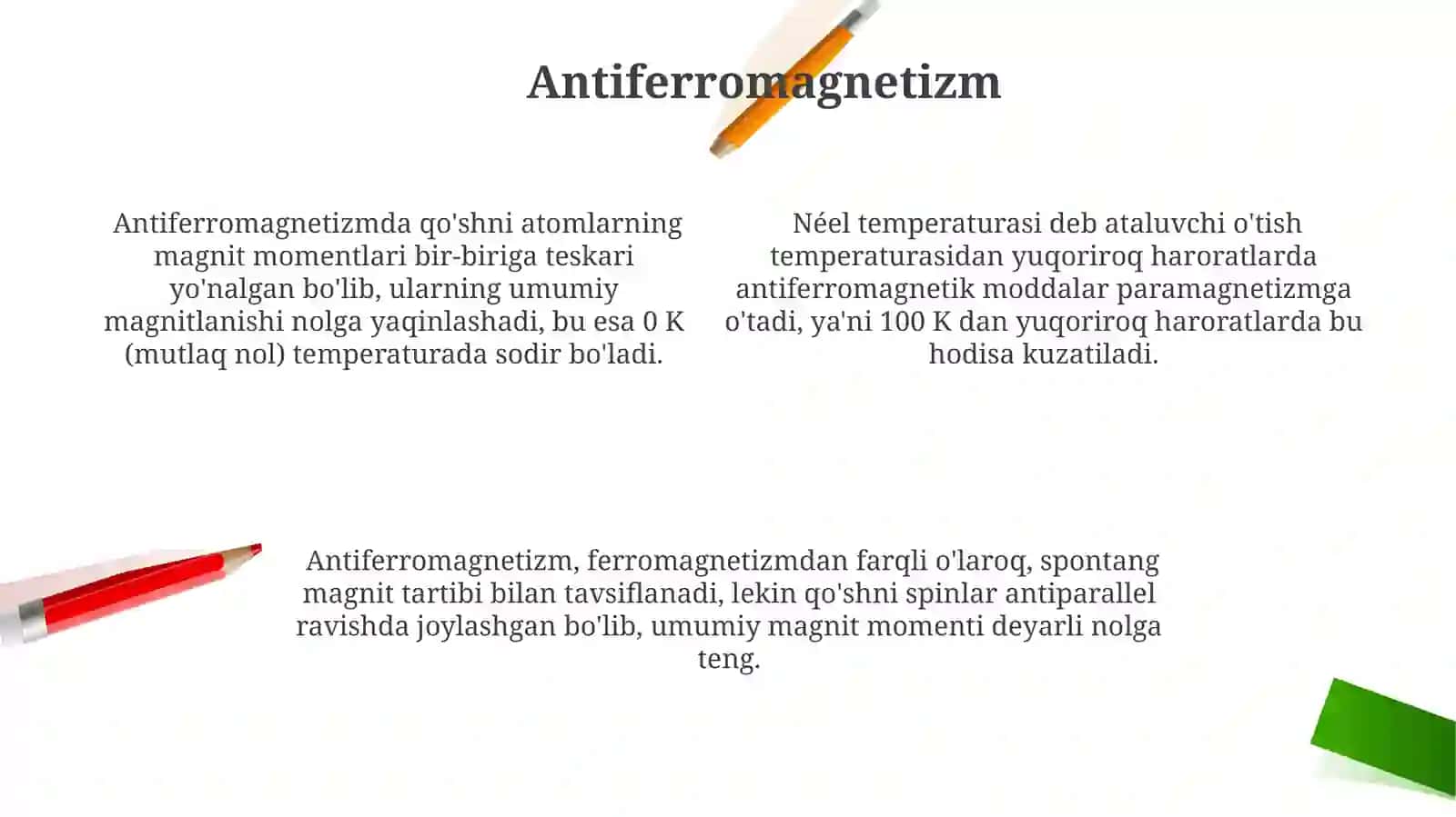 Moddalarning magnit xususiyatlar 4